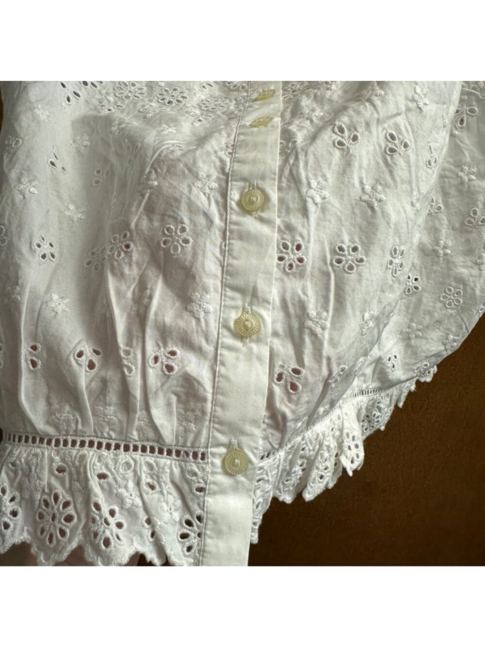 Gap x Doen Eyelet Cropped Cotton Top NWT White Size L Feminine Coquette - Picture 5 of 12